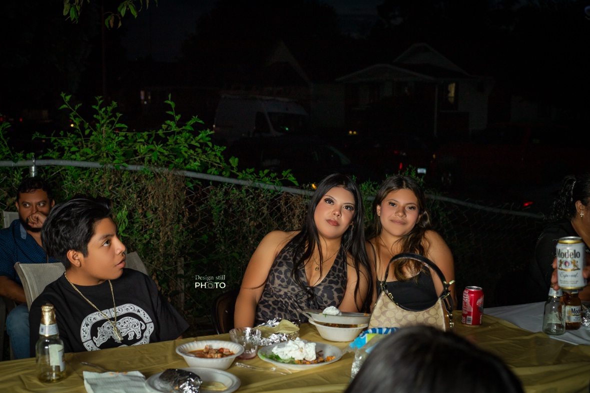 Night outdoor dinner gathering