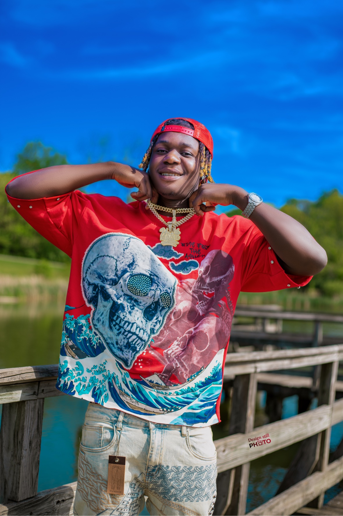 Outdoor portrait by a lake